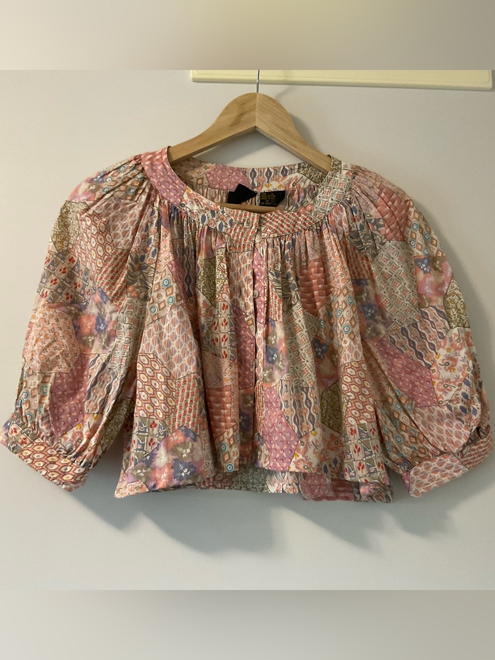Vintage cropped liz sport cotton blouse